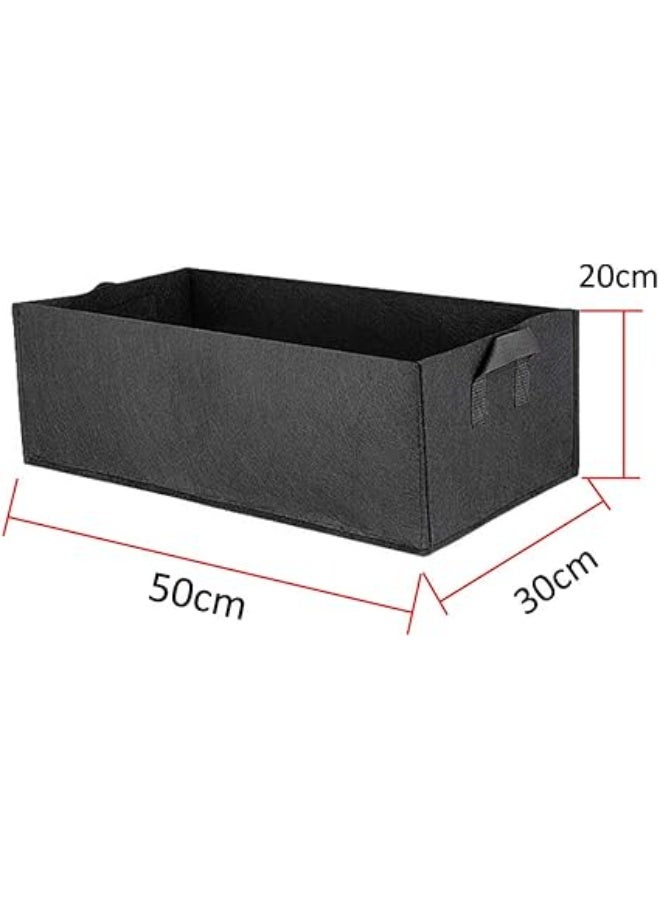 Large Reusable Plant Grow Bags, Rectangular Breathable Fabric Grow Bags, Home Garden Grow Bags for Flowers, Potatoes, Tomatoes, Carrots, Black, 3 Pack (50x30x20cm) - Image 2